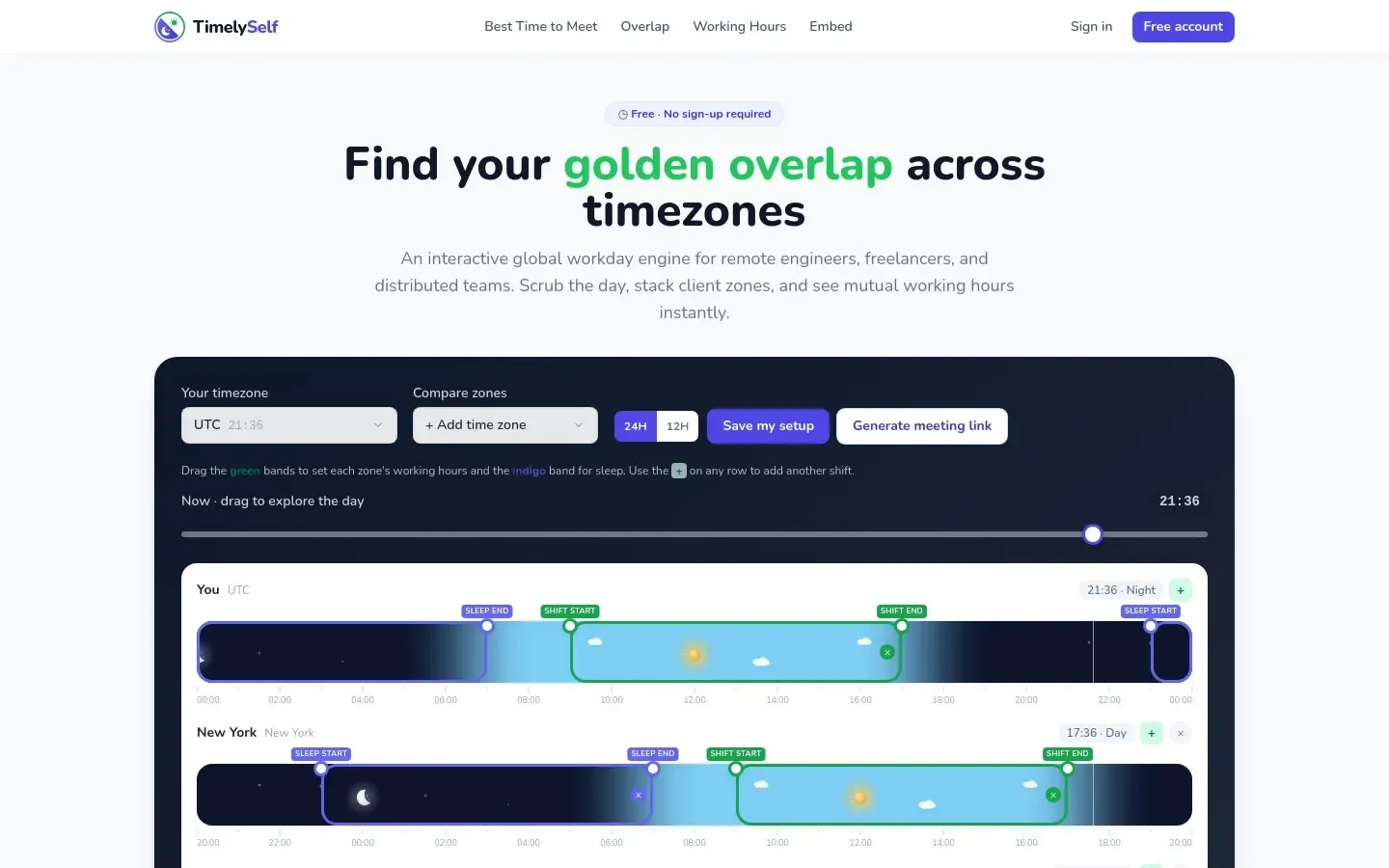 TimelySelf homepage