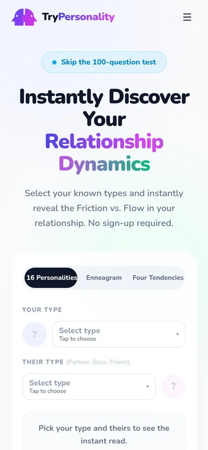 TryPersonality on a phone