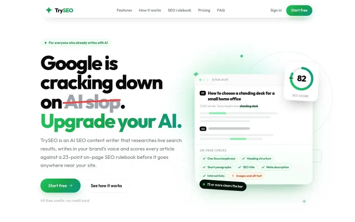 TrySEO homepage